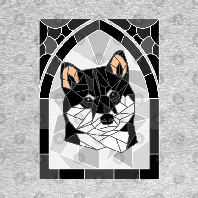 Stained Glass Black Shiba Inu by inotyler